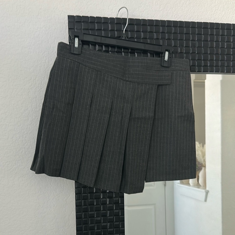Charcoal Pinstripe Pleated Mini Skirt from Wayf x Jourdan Sloan Colab